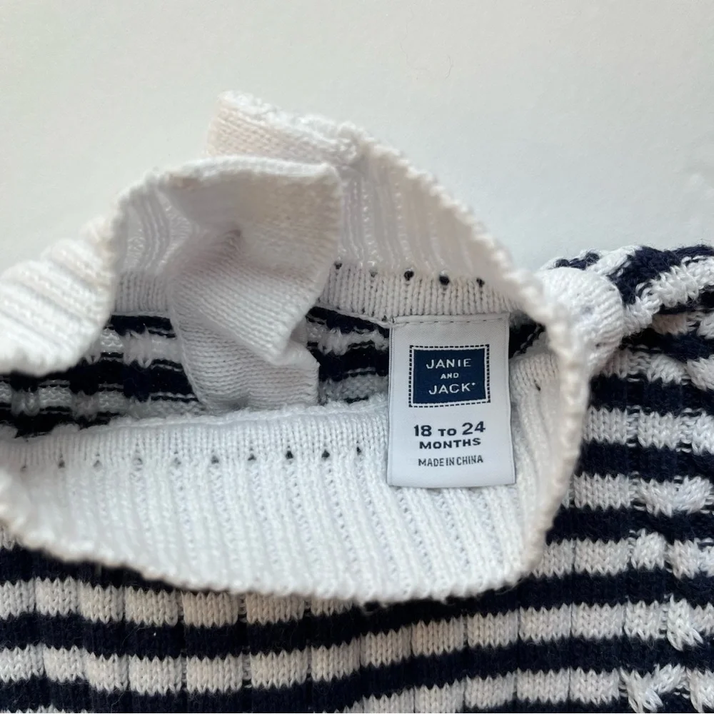 Janie and Jack Navy & White Stripe Ribbed Sweater Dress
